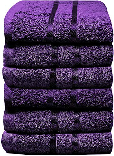 Towelogy® 600GSM Cotton Washcloths Multipack Quick Dry Flannels Face Towels Hotel Spa Bathroom Make Up Remover Cloths 30x30cm (Purple Eggplant, Pack Of 12)