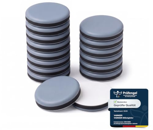 VABNEER Almohadillas de Teflón para Muebles, 16 Piezas Deslizadores Redondos Autoadhesivos de PTFE, para Mover Muebles Pesados en Suelos Duros y Alfombras, Ideal para Sillas, Mesas y Sofás (30mm)