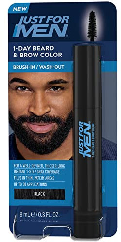 Just for Men 1-Tage-Bart- und Augenbrauenfarbe, temporäre Farbe für Bart und Augenbrauen, für einen volleren, gut definierten Look, bis zu 30 Anwendungen, schwarz