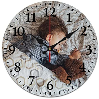 Personalisierte Wanduhr, Stille Wanduhr für Kinder, Personalisierte Fotouhr zum Aufhängen, Fotowanduhren für Wohnzimmerdekoration mit Foto, Fügen Sie Ihr Bild/Foto/Logo/Jedes Design hinzu