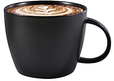 fMSDD Große Keramik-Kaffeetasse für Kaffee, Tee, Suppe oder Eis, 850 ml, Mattschwarz