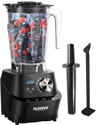 Nuwave Frullatore Infinity ad alte prestazioni, di grado professionale, certificato NSF, controlli digitali, barattolo in Tritan da 1,84 g, lame in acciaio inox tagliate al laser, ingranaggi in