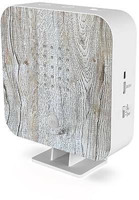 Northpoint Natur Soundbox Vogel, Gesang, Vogelzwitscher Box Bewegungsmelder Vogelgeräusch Licht Wiederaufladbar mit Wandhalterung (verwitterte Birke, eckig)