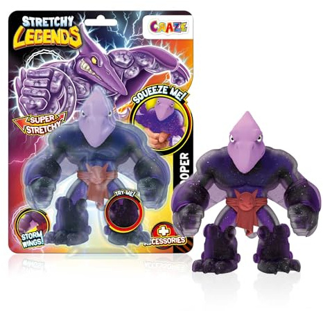 Craze Legends - Stretchy Pterotrooper Figurine d'action Super Extensible avec Slime à l'intérieur & Super pouvoirs, Super Héros Visqueux & élastiques