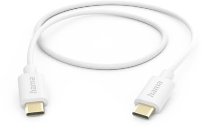 Hama Ladekabel, USB C auf USB C, 1m (Schnellladung, Handy Ladekabel, Datenkabel, USB Kabel, Handykabel, USB Typ C, USB C Kabel, maximal kompatibel) weiß