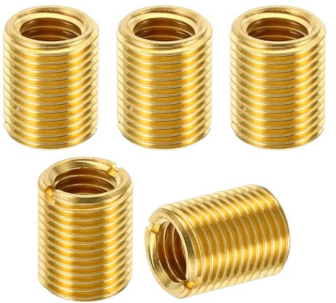 PATIKIL Brass Threaded Repair Insert Nut, 5 Pcs M16x1.5 Male to M12x1.75 Female Thread Sleeve Inserts Reducing Nut Adapter Reducer Screw Sleeves 20mm