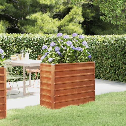Youuihom Vasi per Piante da Esterno Cassette per la Coltivazione di Fiori Letto Rialzato da Giardino Ruggine 100x40x77 cm Acciaio Corten Adatta a Balconi, Verande, Giardini e Cortili