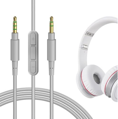 Geekria Câble audio avec micro compatible avec casque Beats Studio Pro, Studio 3, cordon stéréo de rechange de 3,5 mm vers 3,5 mm avec microphone intégré et contrôle du volume (1,7 m)