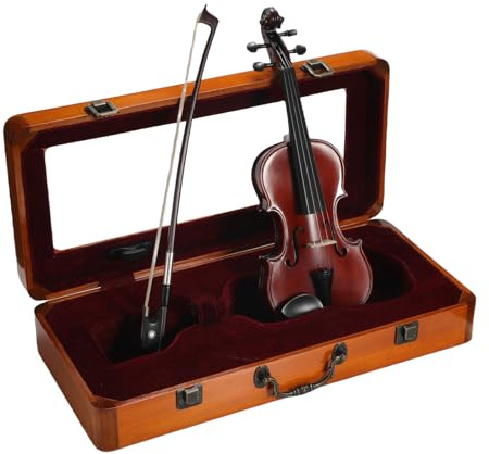 Pequeño violín de madera maciza 1/32 hecho a mano con vitrina a juego – tamaño para tocar, completamente funcional