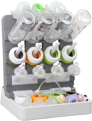 Venuekkuri Baby Bottle Drying Rack, Vertical Standing Bottle Dryer Rack Holder-Space Saving Baby Bottle Drying Rack for Countertop-Holds Up to 12 Baby Bottles & Cup