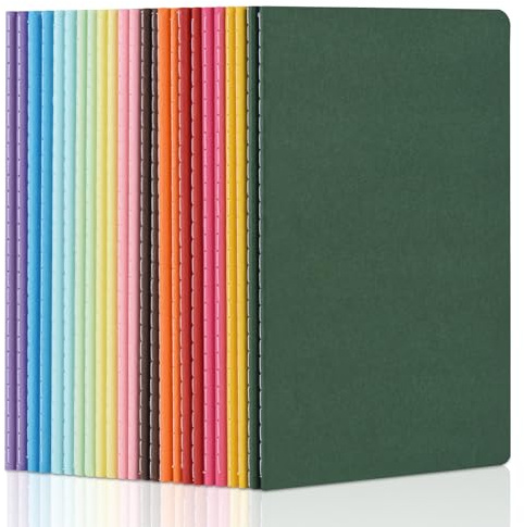 ZCZN Notizbuch A5 blanko, 24 Stück Notizblock, 30 Blatt, Heft für Büro und Schule, 12 Farben