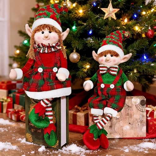 XUNIVERS 2 Piezas Gnomo Navidad,Muñecos de Navidads Llevando un Gorro de Punto,Gnomo Navideño de Peluche,Gnomos Navideños Decoraciones,Muñecos de Navidad,para Decoraciones de Vinilo Rojo