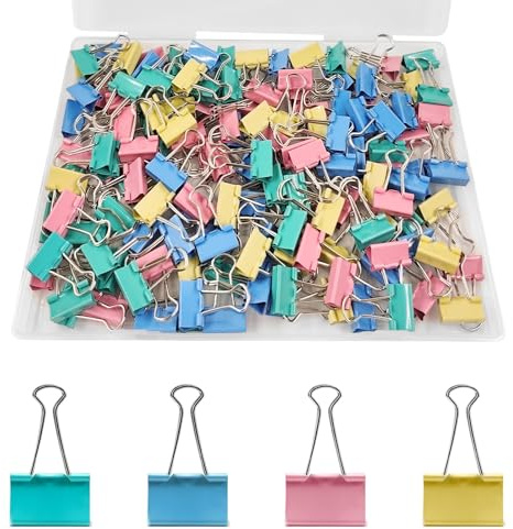 120 Pcs Binder Clips 19mm, Small Foldback Clips, Metal Colored Paper Clips Paper Clamps, Small Bulldog Clips for Office Supplies, Home, Kitchen, Shops, School Document Organizing(4 Color)