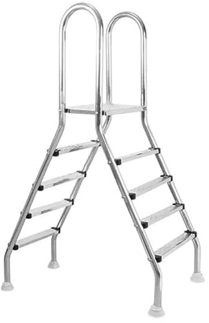 BOTOWI Escalera para Piscina elevada, Escalera de Doble Lado de Acero Inoxidable 304, para Piscina Inflable, Capacidad máxima de Carga 150 kg,4 Step