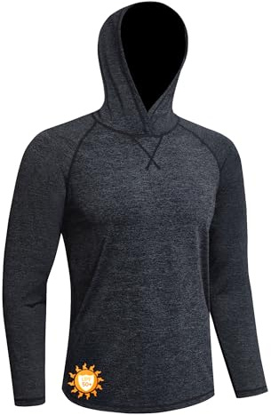 MEETWEE Maglietta Uomo Maniche Lunghe Cappuccio UPF 50+ Protezione Solare Camicia UV Estate Asciugatura Rapida Traspirante Leggera per Pesca Trekking Mare Spiaggia