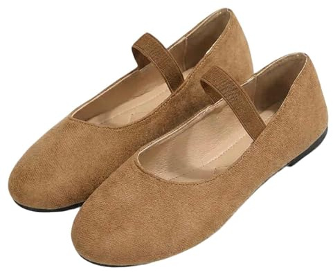 Scarpe piatte da donna comode – scarpe sportive da donna a infilare, sneakers casual sneakers senza lacci, ballerine leggere e chic Basquette da passeggio Sneaker traspirante Ballerina, marrone, 37 EU