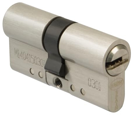Amig - Cilindro de seguridad - Cerradura para puertas - Bombín de doble embrague -Leva larga - Incluye 3 llaves - Plateado Mate - Medidas: 70 (35-35 mm)
