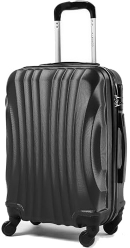 R.Leone Valigia da 1 Fino a Set 4 Trolley Rigido grande, medio, bagaglio a mano e beauty case 4 ruote in ABS 2037 (Nero, L Grande)