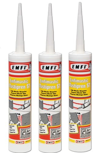 Colla a contatto in neoprene, colla di montaggio, tutti i tipi di materiali, compensato, battiscopa, pelle, legno, fabbricazione francese per MadeInNature (MASTIPREN ST, confezione da 3 + pistola)