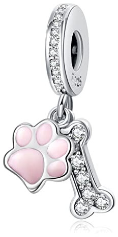 Annmors Charme Hund Pfoten und Knochen-Charms-Anhänger 925 Sterling Silber Charm Bead für Chamilia und europäische Armbänder und Halsketten