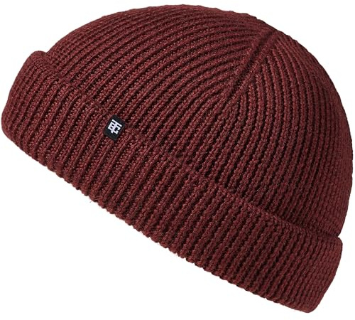 Enter the Complex® Fisherman Beanie, 100% Merino Wolle, Docker Mütze, Fischermütze, Seemannsmütze, Ribbstrick, Damen und Herren, Maroon