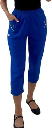 Crazy Fashion Pantalon Capri pour Femme 3/4 Doux pour Femme EUR 36-50 (Royal Blue, 10)