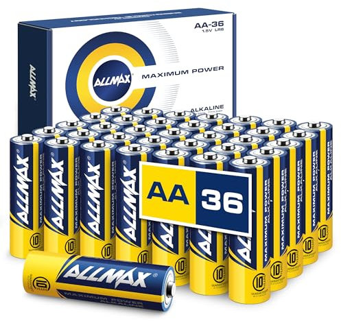 Allmax AA (LR6) Maximum Power Alkaline Double A Batteries (36 Count) – Ultra Long-Lasting, Leakproof Design, 10-Year Shelf Life, Maximum Performance (1.5V)