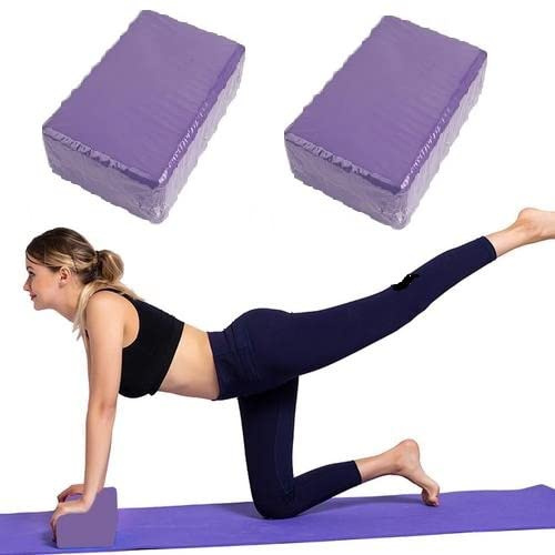 PW TOOLS Yoga 2 Pezzi, Schiuma Eva Premium per Pilates e Meditazione, Mattoni Antiscivolo ad Alta Densità per Donne, 9' 'x6' 'x3' '