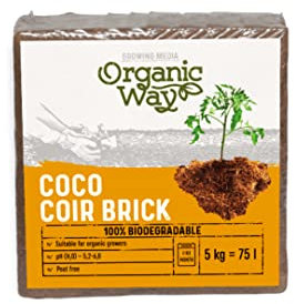 Organic Way | Terreau en Fibre de Coco pour Plates-Bandes surélevées et Plantes - 5kg (70l) | 100% Naturel-Bio | Terreau Plante Intérieur | Terreau Universel - Palmier, Orchidées | Fibre de Coco