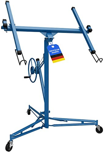 LOPREX® Plattenheber Trockenbau - Plattenlift bis 350cm und 68kg - 1- Mann Plattenlift für Rigipsplatten - für Decken und Wände (Blau)