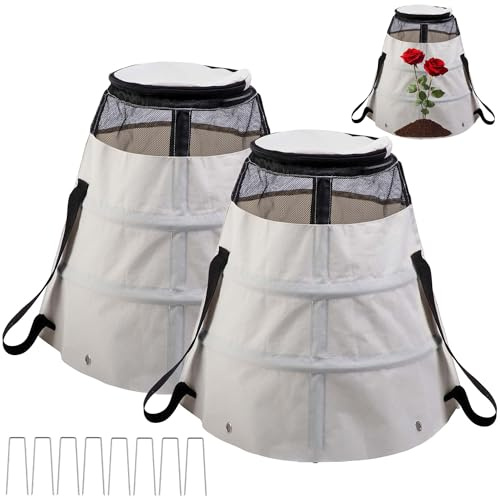 LFUTARI 2 Pcs Winter Rose Protective Cover, 600D Winter Rose Cones Protection with Stakes, Reusable Freeze Protection Roses Collar for Protecting Outdoor Plants from Wind Frost Animal Eating