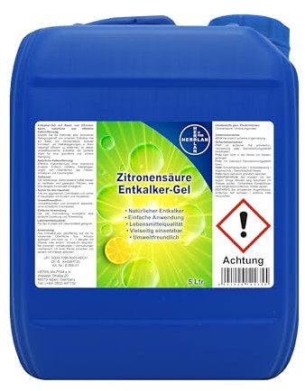HERRLAN® Gel Détartrant à l'Acide Citrique - 5 Litre - Détartrant biologique puissant pour robinetteries et surfaces I Qualité HERRLAN I Fabriqué en Allemagne
