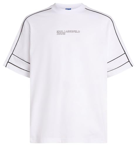 KARL LAGERFELD JEANS Uomo Relaxed Piping T-Shirt Bianco L