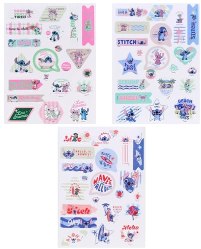 DISNEY Stitch Autocollants transparents pour la décoration, réutilisables SET 63 PIÈCES (B)