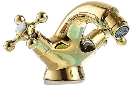 Robinet de bidet vintage en laiton G1 2 avec deux poignées en céramique à trou unique pour salle de bain, finition or antique, design rétro