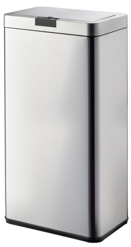 HomeTronix Automatic Sensor Bin 80L, Touchless Motion Sensor Kitchen Bin, Stainless Steel Smudge-Resistant Finish, Soft Close Lid, Hands-Free Waste Bin, Battery Powered, Stay-Open Function
