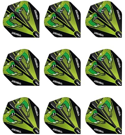 RED DRAGON Hardcore Peter Wright Snakebite Grün Transparent Dart Flights - 3 Sätze pro Packung (9 Flights insgesamt)
