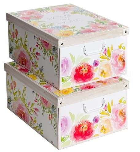 Lavatelli Set 2 pezzi Scatole armadio in cartone, organizer per vestiti e biancheria, per cambio stagione, Sweet Home 49x40xh24 cm