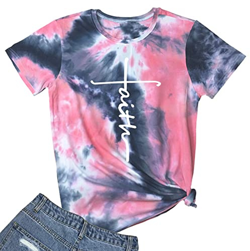 BLACKMYTH Women Tie Dye Graphic Tshirts Grey Red X-Large