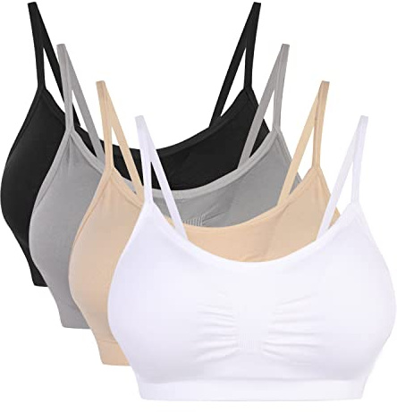 Vertvie Soutien-gorge push-up, extensible, pour femme, sans armature, idéal pour le yoga et le sport, paquet de 2 ou 3, rembourré, Noir/blanc/nuance/gris clair, XL