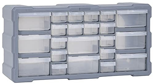 Tidyard Multi Schubladen Organizer mit 22 Schubladen Sortimentskasten Kleinteilemagazin Aufbewahrungseinheit Werkzeugschrank Bastelbox Werkzeug-Organizer Sortierkasten Sortimentskoffer 49x16x25,5 cm