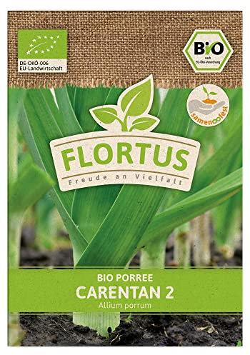 FLORTUS BIO Lauch-Porree Carentan 2 | Gemüsesamen | Lauchsamen | Samen zur Anzucht für Garten, Balkon, Küche & Fensterbank