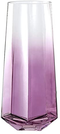 Laughhe Glasvase, Kristallklar Durchscheinend Vasen 25cm Hoch Blumenpflanze Knospenvasen, Blumenvase Schwere Glasblumenvase Dekorative Vase für Zuhause Büro Dekor (Lila)