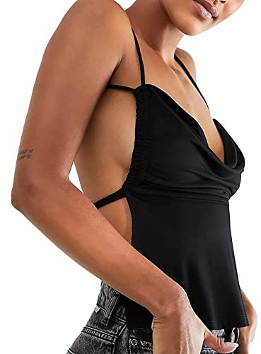 LOIJMK Top da donna sexy con allacciatura al collo, canotta sportiva da donna, con schiena scoperta, mini camisole, camicetta estiva, fresca, maglietta da donna, canotta da donna, casual, tunica, alla