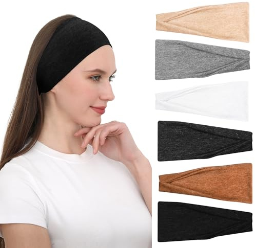 RITOPER Headbands for Women Non Slip, Wide Workout Headband Cotton Black White Head Bands Hair Bands for Women's Hair, Thick Headbands for Yoga, Running, Spa Day, Party, Travel, Fashion