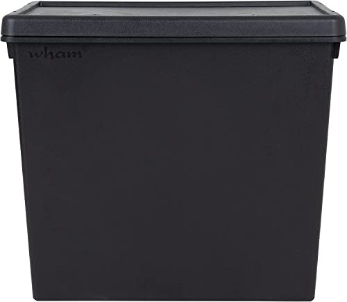 1 X 92L Extra Large Black Wham Bam 100% Recycled Plastic Containers with Air tight Snap Lid Stackable Strong Heavy Duty Storage Box Organiser Toys Shoes Storage Box for Garage Home Office