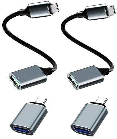 USB C to USB 3.0 Adapter, USB C Male to USB Female Adapter, USB Type C to USB A OTG Cable, Compatible with iPhone 16/15 Pro/Max, MacBook Pro Air, iPad Pro, Google Pixel, Samsung Galaxy