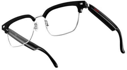 Ggnaxivs E13 Smart Glasses Drahtlose Bluetooth 5.0-Brille mit Kopfhörern Freisprechen Musik Fotografieren Schwarz + Transparent D PC + CTA + TR90 + Nylon 1Set