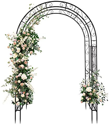 LEADZM Arche Métal Jardin, Arcade Mariage en Fer Revêtue de Poudre pour Plantes Grimpantes de Rose,Noir (Français)
