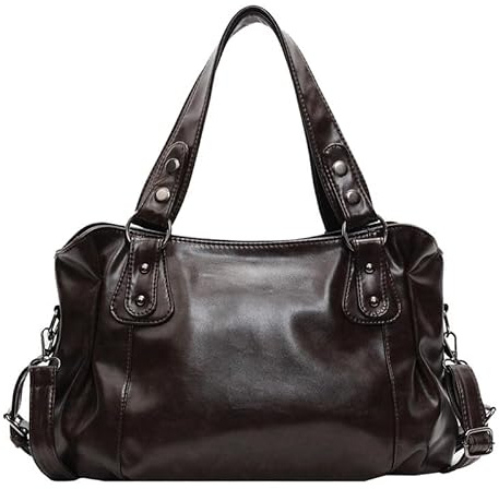 Coolives Damenhandtasche Hobo Handtasche Schultertasche Shopper aus PU-Leder Damen Tasche Hobo Damentasche Umhängetasche Taschen Henkeltasche für Frauen Mutter Dunkelbraun